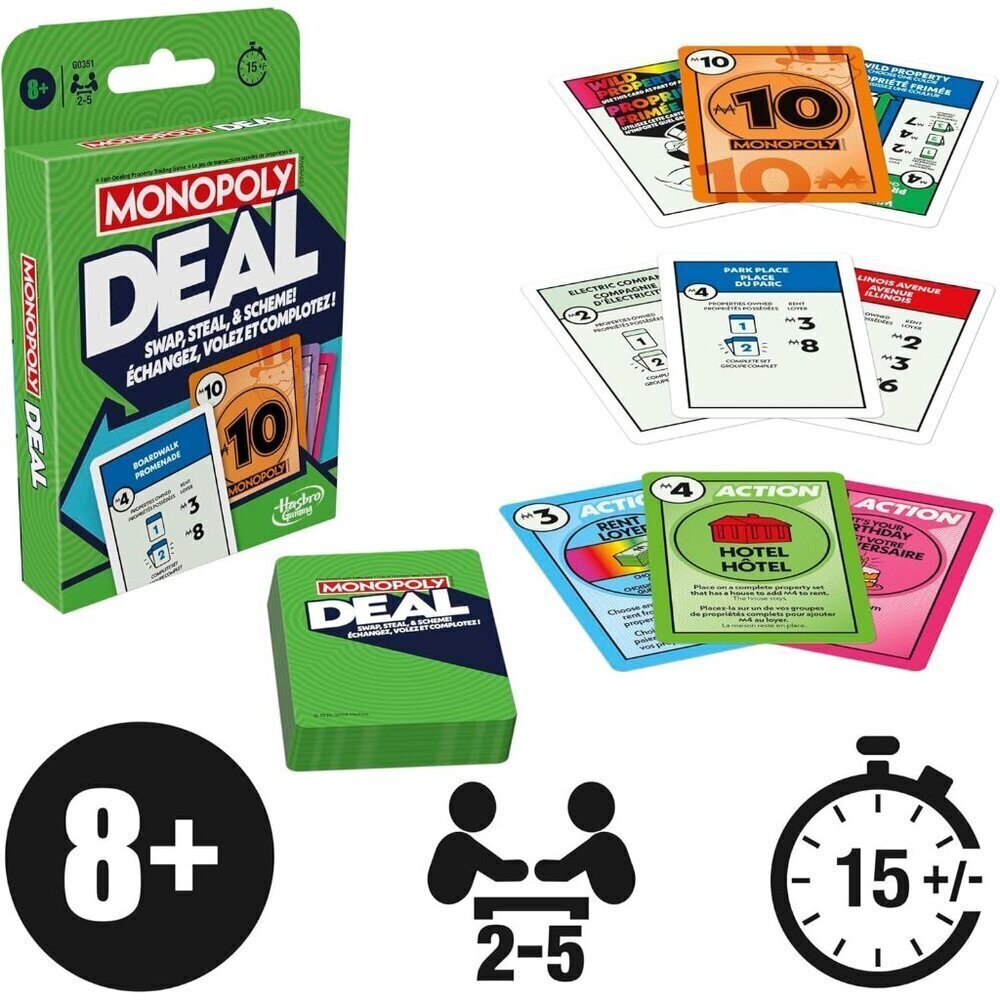 Monopoly Deal Travel Game Fast Fun & Strategic Card Game for Families Kids - Picture 4 of 5